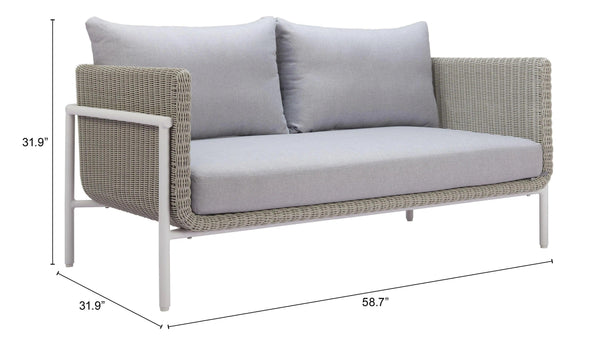 Frais Gray Loveseat Outdoor Sofas & Loveseats LOOMLAN By Zuo Modern