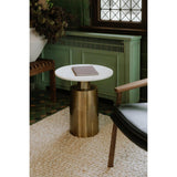 France Aluminum and White Marble Round Accent Table Side Tables LOOMLAN By Moe's Home