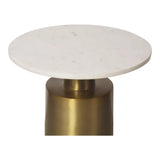 France Aluminum and White Marble Round Accent Table Side Tables LOOMLAN By Moe's Home