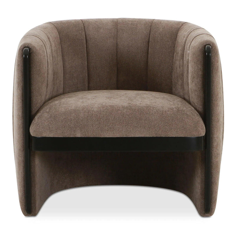 Francis Polyester and Solid Birch Brown Armless Accent Chair Club Chairs LOOMLAN By Moe's Home