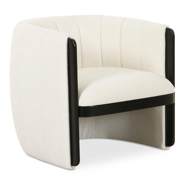 Francis Polyester and Solid Birch White Armless Accent Chair Club Chairs LOOMLAN By Moe's Home