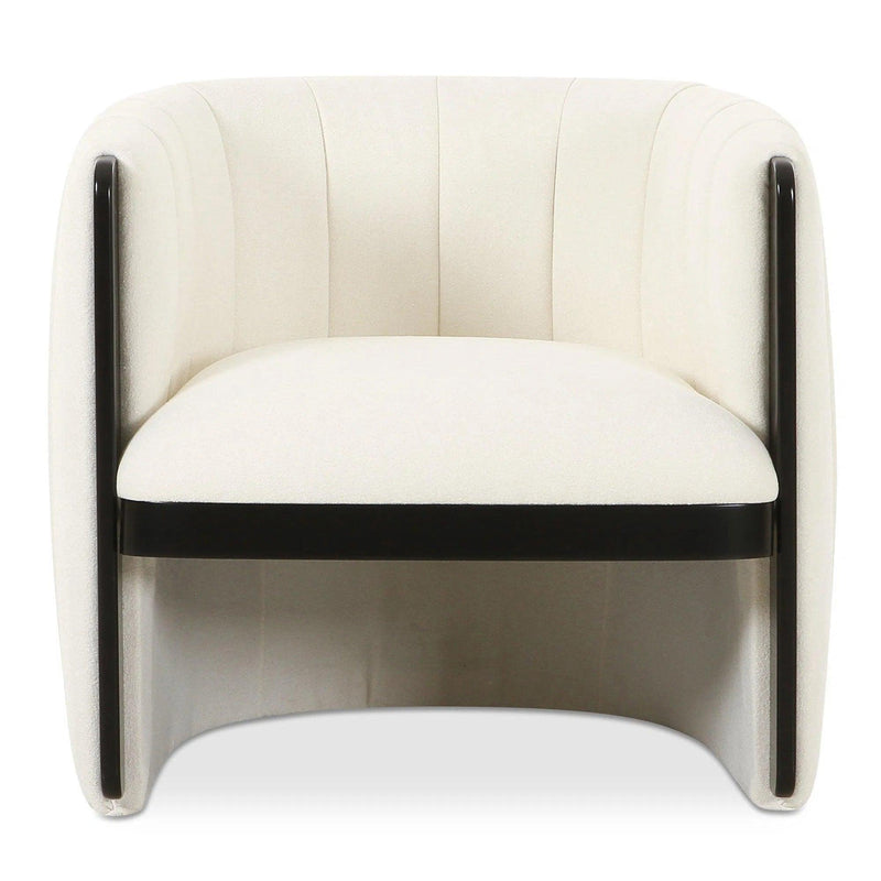 Francis Polyester and Solid Birch White Armless Accent Chair Club Chairs LOOMLAN By Moe's Home