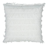 Frangia Solid Textured Glam White Large Throw Pillow With Insert Throw Pillows LOOMLAN By D.V. Kap