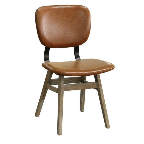 Fraser Dining Chair Tan Brown 2PC Set Leather Floating Back Dining Chairs LOOMLAN By LH Imports