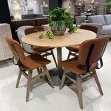 Fraser Dining Chair Tan Brown 2PC Set Leather Floating Back Dining Chairs LOOMLAN By LH Imports