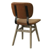 Fraser Dining Chair Tan Brown 2PC Set Leather Floating Back Dining Chairs LOOMLAN By LH Imports