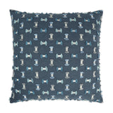 Frayed Seaside Embroidery Textured Blue Large Throw Pillow With Insert Throw Pillows LOOMLAN By D.V. Kap