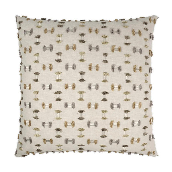 Frayed Travertine Embroidery Textured Tan Taupe Large Throw Pillow With Insert Throw Pillows LOOMLAN By D.V. Kap