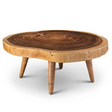 Freddie Natural Solid Chamcha Wooden Geometric Coffee Table Coffee Tables LOOMLAN By Urbia