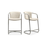 Freeman Polyester Fibre and Chrome Iron Cream Counter Stool-Set Of Two Counter Stools LOOMLAN By Moe's Home