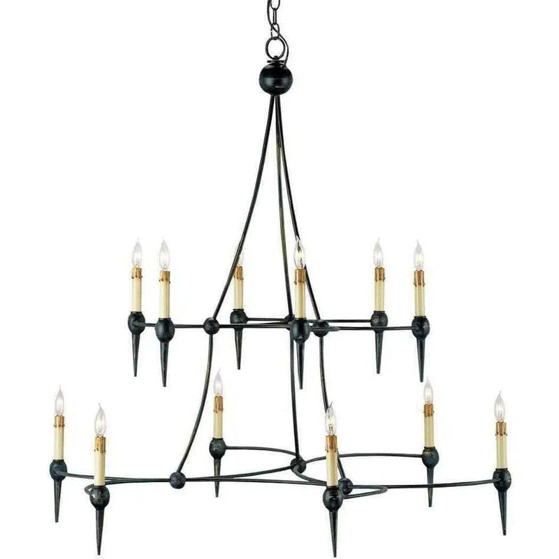 French Black Danielli Chandelier Chandeliers LOOMLAN By Currey & Co