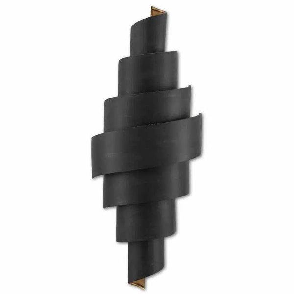 French Black Painted Gold Chiffonade Wall Sconce Wall Sconces LOOMLAN By Currey & Co