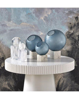 Fresno Glass and Marble Blue Orb Set of 3 Statues & Sculptures LOOMLAN By Currey & Co