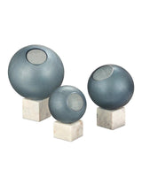 Fresno Glass and Marble Blue Orb Set of 3 Statues & Sculptures LOOMLAN By Currey & Co