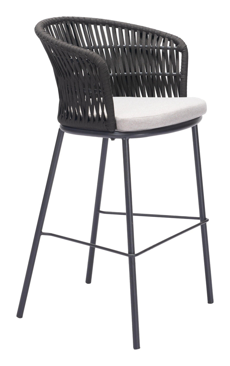 Freycinet Barstool Black Outdoor Bar Stools LOOMLAN By Zuo Modern