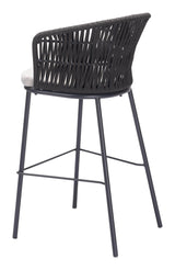 Freycinet Barstool Black Outdoor Bar Stools LOOMLAN By Zuo Modern