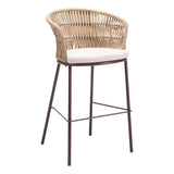 Freycinet Barstool Natural Outdoor Bar Stools LOOMLAN By Zuo Modern