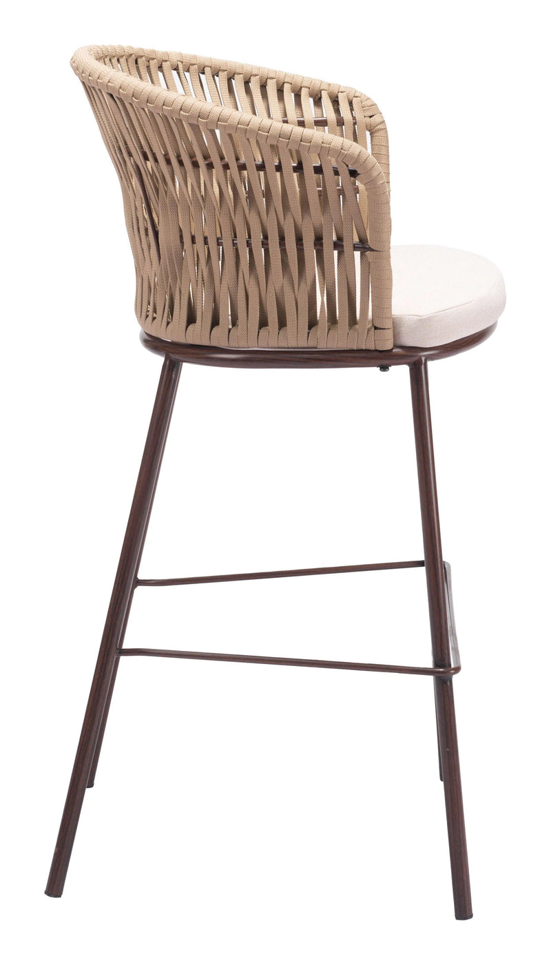 Freycinet Barstool Natural Outdoor Bar Stools LOOMLAN By Zuo Modern