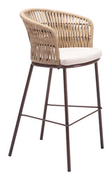 Freycinet Barstool Natural Outdoor Bar Stools LOOMLAN By Zuo Modern