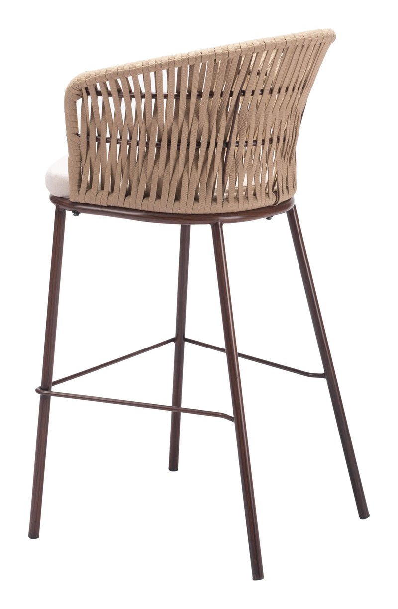 Freycinet Barstool Natural Outdoor Bar Stools LOOMLAN By Zuo Modern