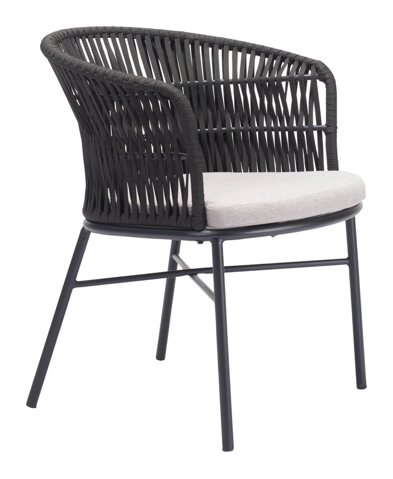 Freycinet Dining Chair (Set of 2) Black Outdoor Dining Chairs LOOMLAN By Zuo Modern