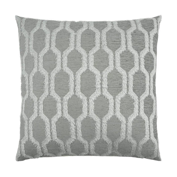 Fringed Platinum Grey Throw Pillow With Insert Throw Pillows LOOMLAN By D.V. Kap