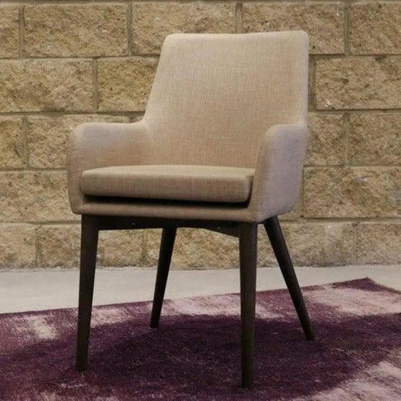 Fritz Arm Chair Beige 2PC Set Upholstered Seat Full Back Dining Chairs LOOMLAN By LH Imports