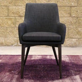 Fritz Arm Chair Dark Grey 2PC Set Upholstered Seat Full Back Dining Chairs LOOMLAN By LH Imports