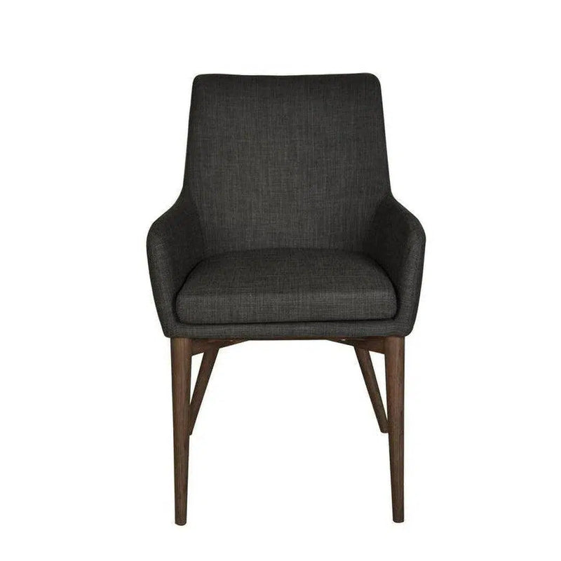 Fritz Arm Chair Dark Grey 2PC Set Upholstered Seat Full Back Dining Chairs LOOMLAN By LH Imports