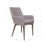 Fritz Arm Chair Light Grey 2PC Set Upholstered Seat Full Back Dining Chairs LOOMLAN By LH Imports