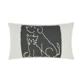 Fur Babies II Lumbar Black Throw Pillow With Insert Throw Pillows LOOMLAN By D.V. Kap