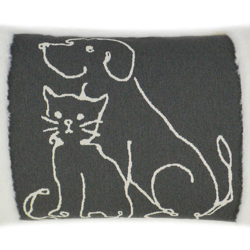 Fur Babies II Lumbar Black Throw Pillow With Insert Throw Pillows LOOMLAN By D.V. Kap