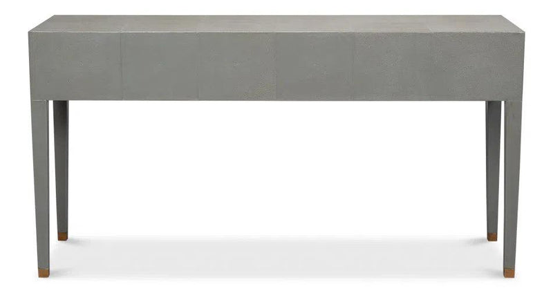 Gabriella Console Table With Drawers Grey Shagreen Leather Console Tables LOOMLAN By Sarreid