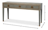 Gabriella Console Table With Drawers Grey Shagreen Leather Console Tables LOOMLAN By Sarreid