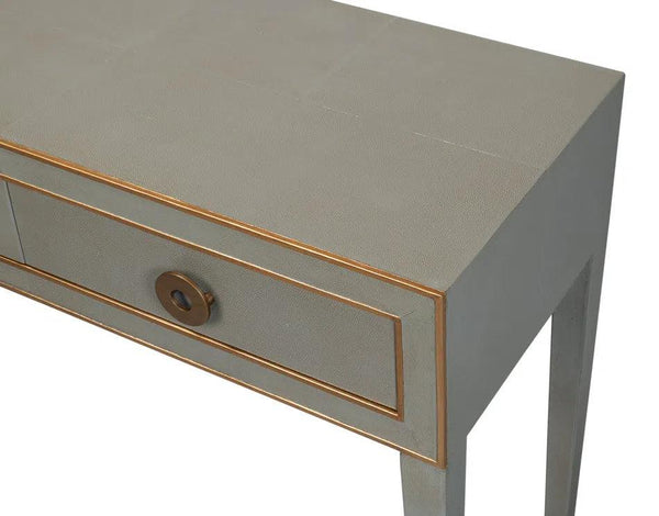 Gabriella Console Table With Drawers Grey Shagreen Leather Console Tables LOOMLAN By Sarreid