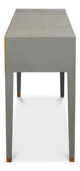 Gabriella Console Table With Drawers Grey Shagreen Leather Console Tables LOOMLAN By Sarreid