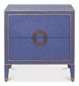 Gabriella Mdf and Embossed Shagreen Leather Blue Night Stand Nightstands LOOMLAN By Sarreid