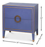 Gabriella Mdf and Embossed Shagreen Leather Blue Night Stand Nightstands LOOMLAN By Sarreid