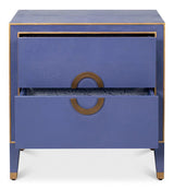 Gabriella Mdf and Embossed Shagreen Leather Blue Night Stand Nightstands LOOMLAN By Sarreid