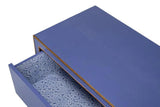 Gabriella Mdf and Embossed Shagreen Leather Blue Night Stand Nightstands LOOMLAN By Sarreid