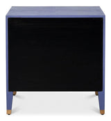 Gabriella Mdf and Embossed Shagreen Leather Blue Night Stand Nightstands LOOMLAN By Sarreid