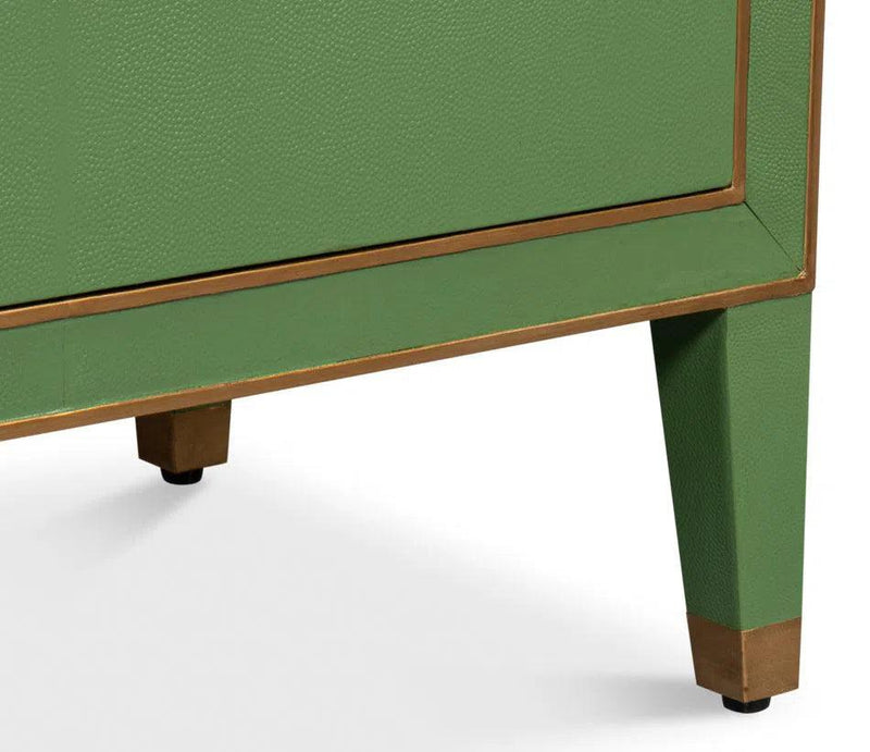 Gabriella Mdf and Embossed Shagreen Leather Green Night Stand Nightstands LOOMLAN By Sarreid