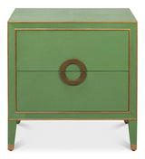 Gabriella Mdf and Embossed Shagreen Leather Green Night Stand Nightstands LOOMLAN By Sarreid