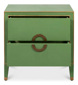 Gabriella Mdf and Embossed Shagreen Leather Green Night Stand Nightstands LOOMLAN By Sarreid