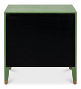 Gabriella Mdf and Embossed Shagreen Leather Green Night Stand Nightstands LOOMLAN By Sarreid