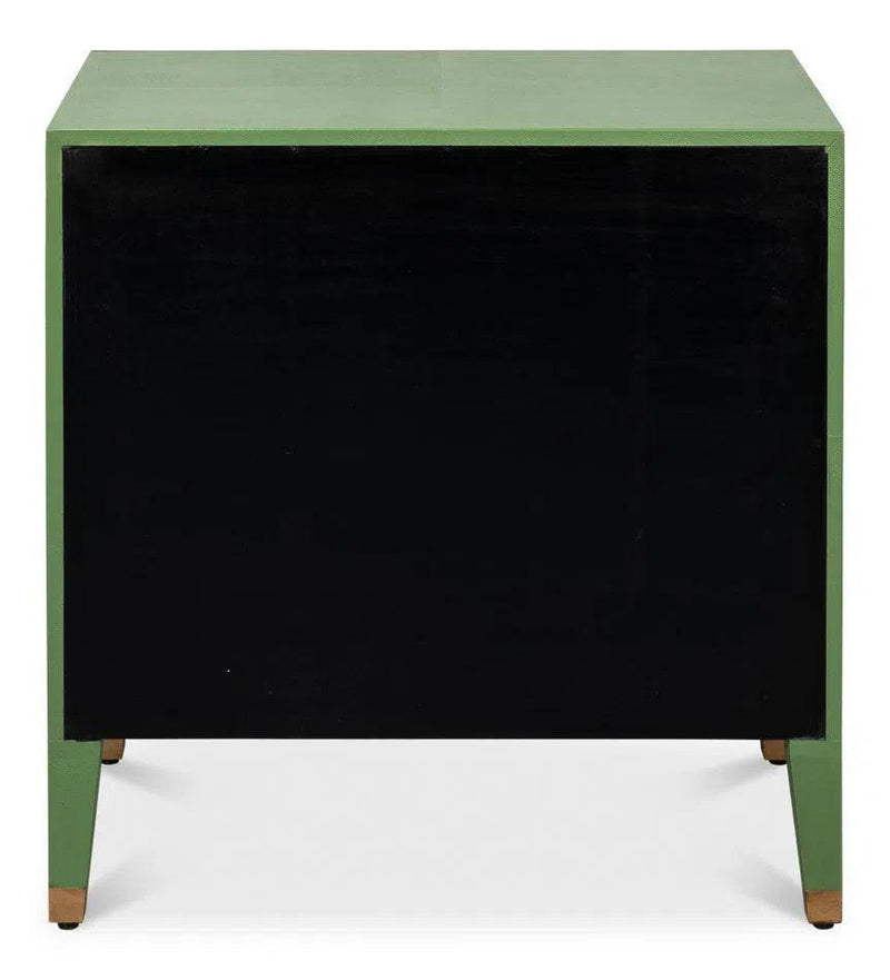 Gabriella Mdf and Embossed Shagreen Leather Green Night Stand Nightstands LOOMLAN By Sarreid