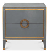 Gabriella Mdf and Embossed Shagreen Leather Grey Night Stand Nightstands LOOMLAN By Sarreid