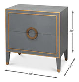 Gabriella Mdf and Embossed Shagreen Leather Grey Night Stand Nightstands LOOMLAN By Sarreid