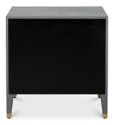 Gabriella Mdf and Embossed Shagreen Leather Grey Night Stand Nightstands LOOMLAN By Sarreid