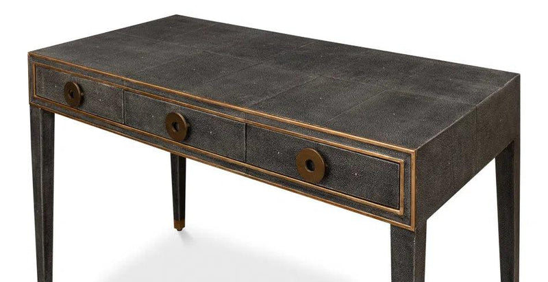 Gabriella Shagreen Desk Table Antique Grey Home Office Desks LOOMLAN By Sarreid